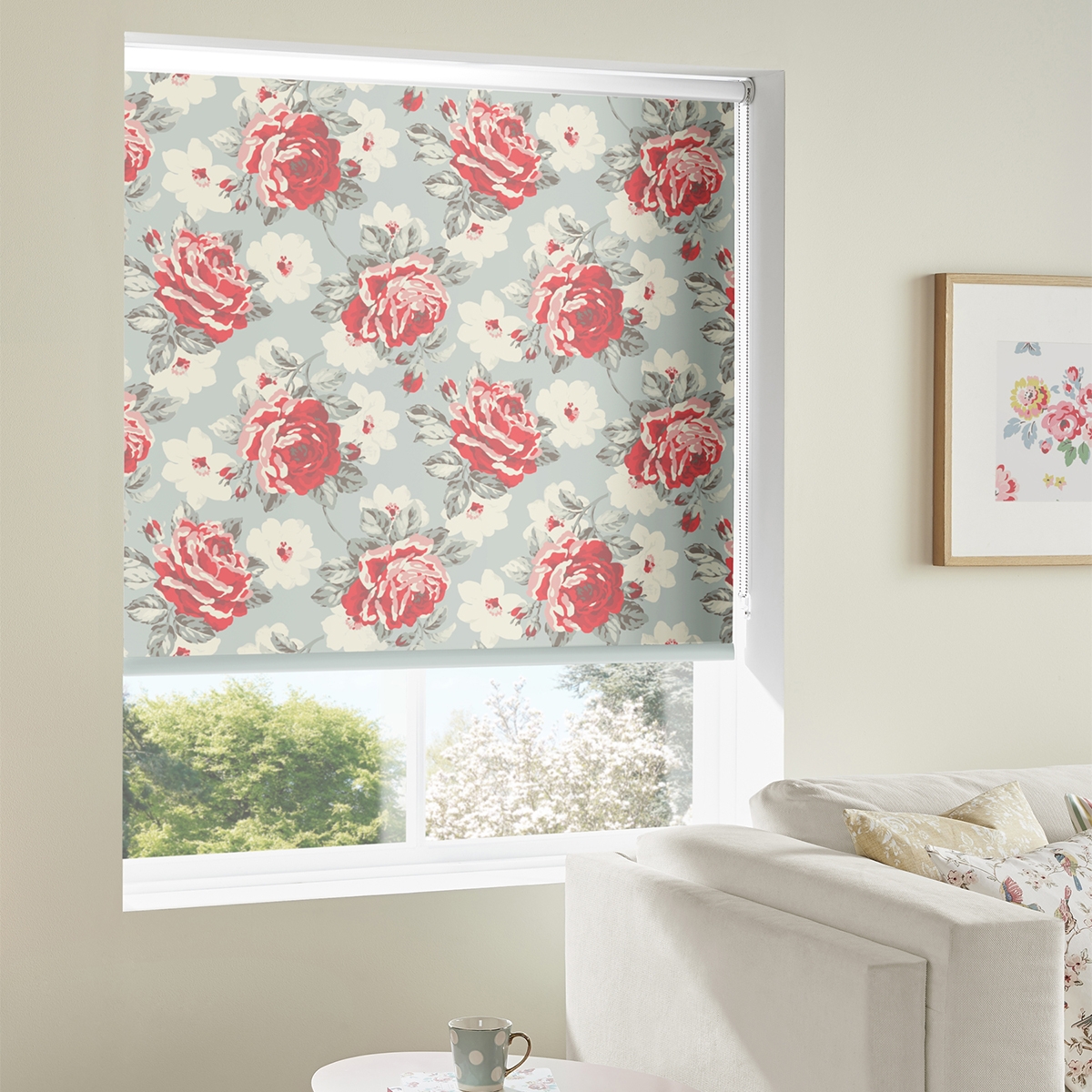 Product photograph of Cath Kidston Rose Bloom Multi Roller Blind from Choice Furniture Superstore.